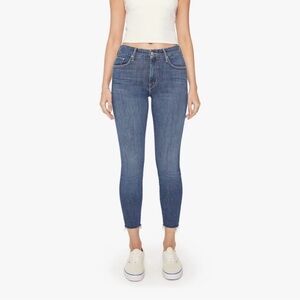 MOTHER size 26 The Looker Ankle Fray in “Girl Crush” Blue, Raw Hem, Cropped